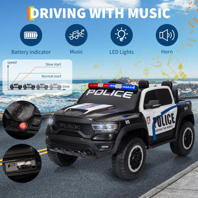 Garvee 12V Electric Ride On Truck for Kids Licensed RAM Pickup Truck Dual Motor Remote Control LED Lights Music Storage