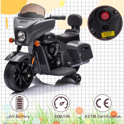 Garvee Ride - B Series: 6V Ride-On Motorcycle for Kids, Electric Dirt Bike with USB, Music, Headlight - Grey