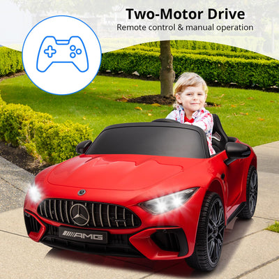 Garvee 12V Mercedes-Benz SL63 Ride-On Car: Remote Control, 2x35W Motors, 3-8 MPH, LED Lights, MP3, USB, Bluetooth, for Ages 3-7 - Red