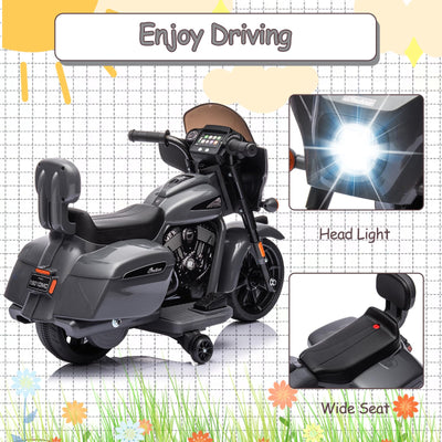 Garvee Ride - B Series: 6V Ride-On Motorcycle for Kids, Electric Dirt Bike with USB, Music, Headlight - Grey