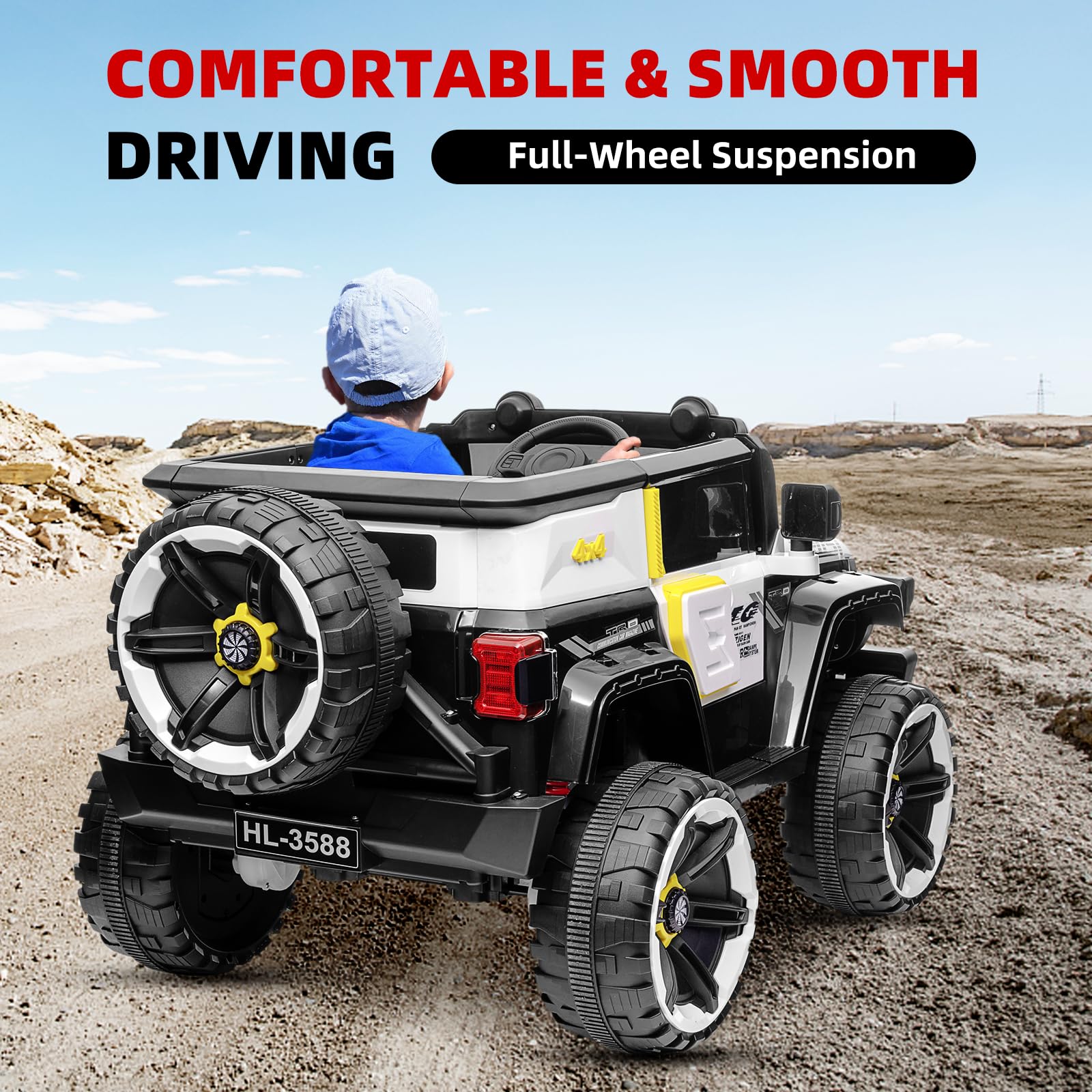 Garvee Ride - P Series: 12V 2-Seater Kids Ride On Car with Remote Control & Music - White