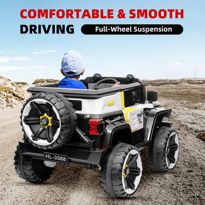 Garvee Ride - P Series: 12V 2-Seater Kids Ride On Car with Remote Control & Music - White
