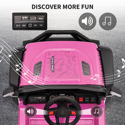 Garvee 12V Kids Ride On Truck Car with Parent Remote Control, 3 Speeds, Emergency Braking, LED Lights, Music & Horn, Pink for Boys and Girls Outdoor Adventures