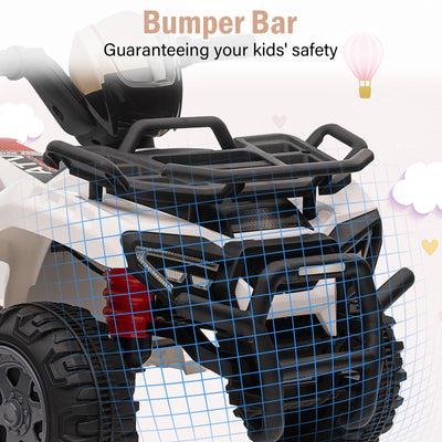 Garvee Kids ATV 4 Wheeler 6V Ride On Toy Car for Toddlers 18-48 Months White with Music, Wear-Resistant Wheels, 27.5"x16.5"x17.7"