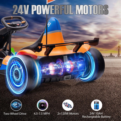 Garvee Ride - G Series: 24V Electric Go Kart for Kids, Licensed McLaren Go Carts for Kids w/Drift Race Pedal, 10AH Large Battery, 2×120W Powerful Motor, Damping System, Racing Flag, Kids Go Kart Age 6+