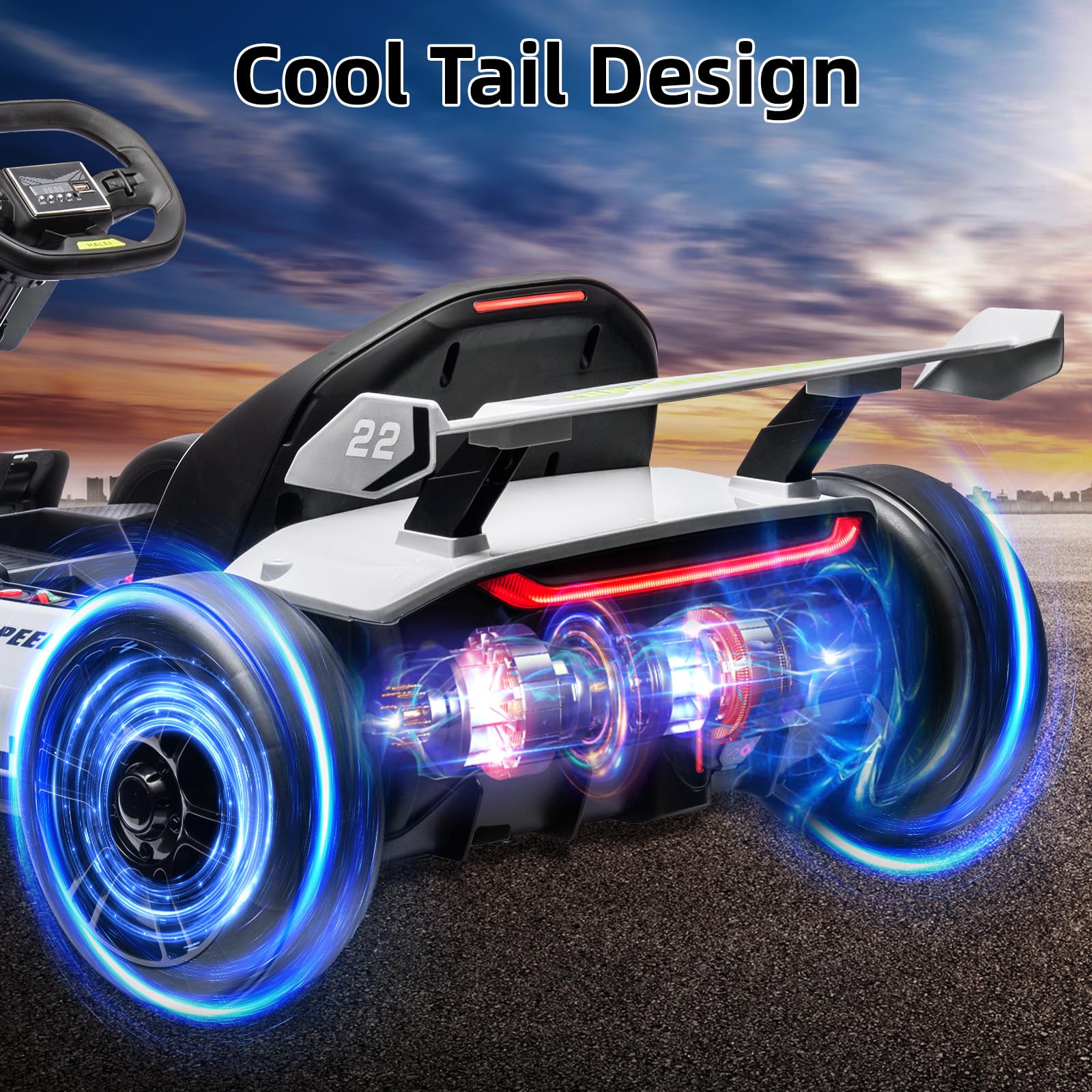 Garvee Ride - G Series: 24V Electric Go Kart, with 300W Strong Motor, Drift/Sport Mode, Big Battery, Eva Tire,Length Adjustment for Outdoor Racing Toy-White