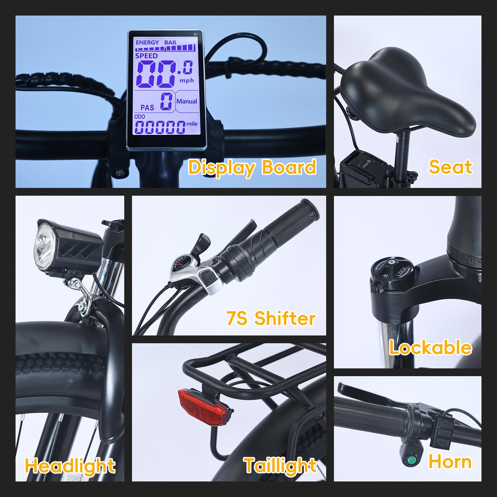 Garvee Beach E-Bike, 500W Brushless Motor, 26" Mountain Bike, 48V/13Ah Removable Battery, Max Speed 32 MPH, 7 Gears, Dual-Disc Brakes, Suitable for Adults
