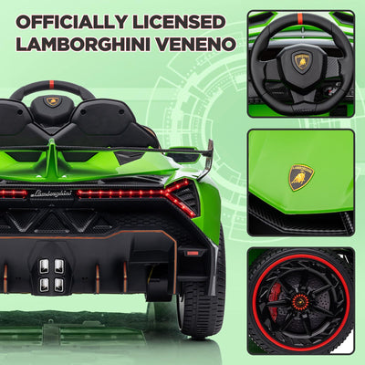 Garvee 12V Kids Ride On Car, Licensed Lamborghini Venono Electric Car w/Parent Remote Control, Scissor Door, 3 Speeds, LED Headlights, Rocking & Music, Battery Powered Ride on Toy for Boys Girls- Green