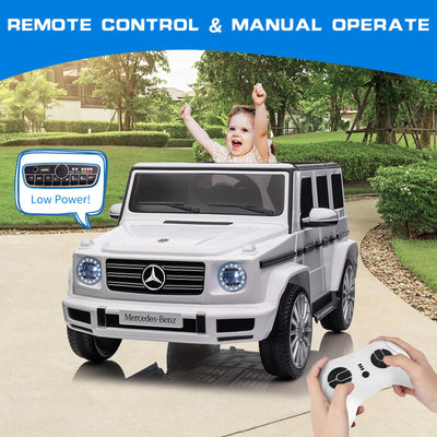 Garvee 12V Kids Ride On Car, Licensed Mercedes-Benz G500 Electric Vehicle w/Parent Remote Control, 4xSpring Suspension, 3 Speeds, Rocking, LED Lights, Music, Battery Powered Ride on Toy for Kids - White