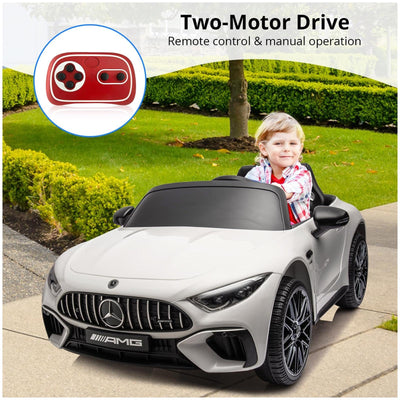 Garvee 12V Mercedes-Benz SL63 Ride-On Car: Remote Control, 2x35W Motors, 3-8 MPH, LED Lights, MP3, USB, Bluetooth, for Ages 3-7 - White