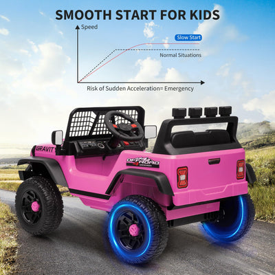 Garvee 12V Kids Ride On Truck Car with Parent Remote Control, 3 Speeds, Emergency Braking, LED Lights, Music & Horn, Pink for Boys and Girls Outdoor Adventures
