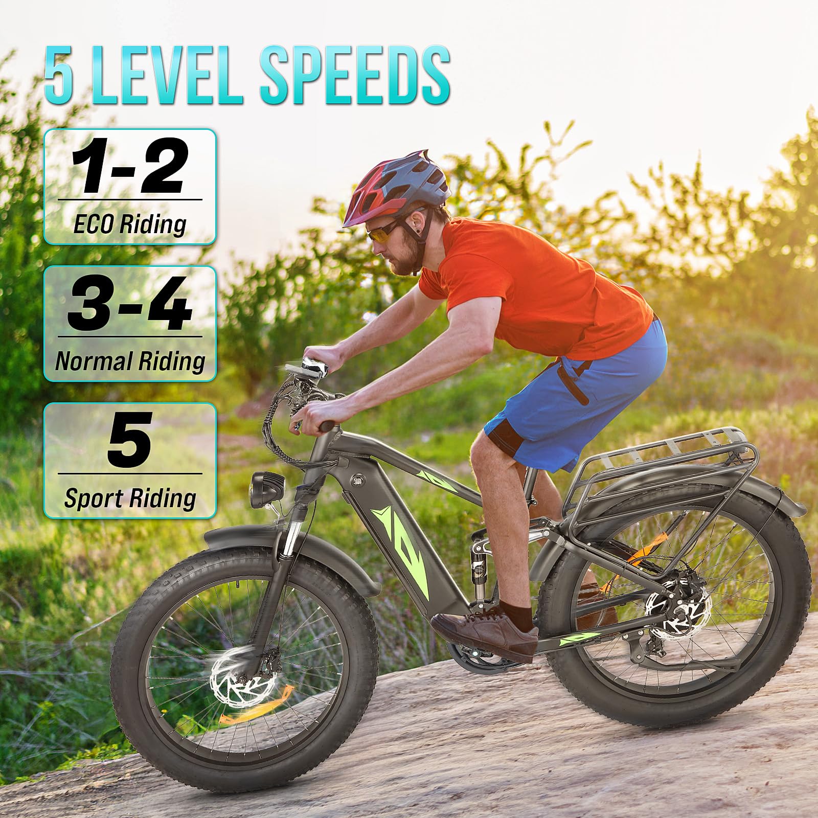 Garvee Electric Bike for Adults 1000W, 48V 17.5AH Battery Adult Electric Bicycles, 26" Fat Tire Full Suspension Ebike, 28MPH Mountain Beach E Bike, 7 Speed, 60Miles Range, UL Certified