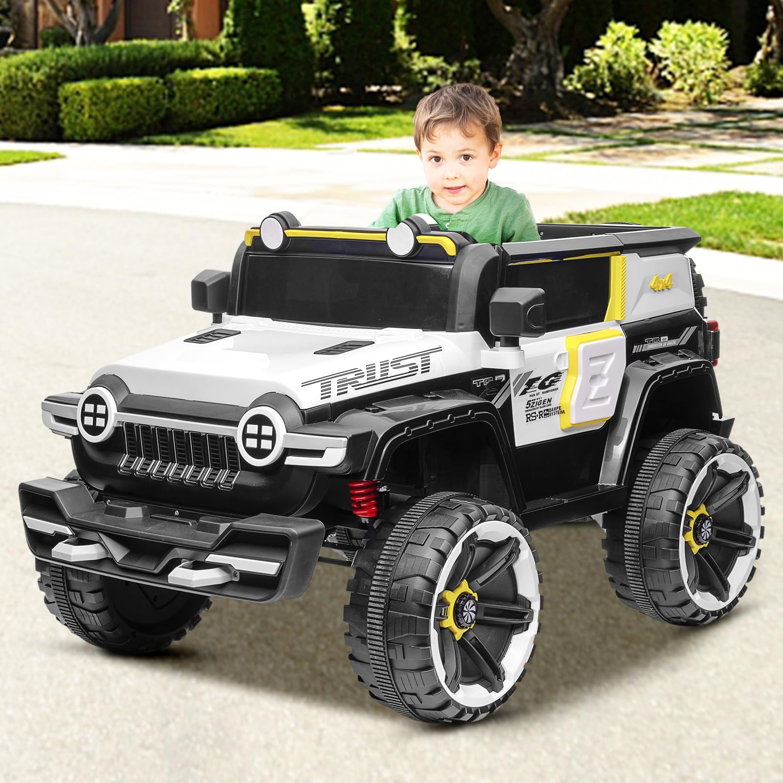 Garvee Ride - P Series: 12V 2-Seater Kids Ride On Car with Remote Control & Music - White