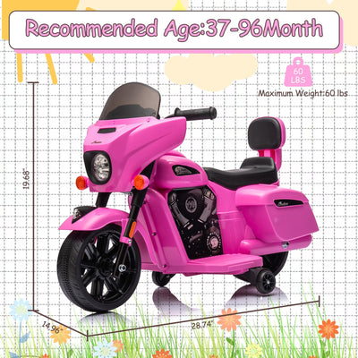Garvee Ride - B Series: 6V Ride-On Motorcycle for Kids, Electric Dirt Bike with USB, Music, Headlight - Pink