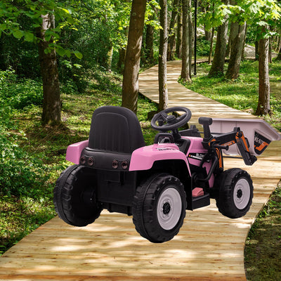 Garvee 12V Kids Ride on Excavator with Parental Remote Control, Electric Powered Construction Vehicle for Toddler with Bucket,Headlights,Horn,Gear Shift,Music for 3-6 Years(EVA Tires) - Pink