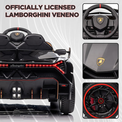 Garvee 12V Kids Ride On Car, Licensed Lamborghini Venono Electric Car w/Parent Remote Control, Scissor Door, 3 Speeds, LED Headlights, Rocking & Music, Battery Powered Ride on Toy for Boys Girls- Black