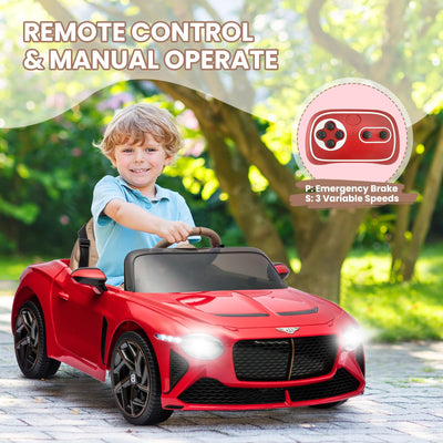 Garvee Kids Ride On Car, Licensed Bentley Bacalar 12V Electric Vehicles w/Parent Remote Control, Scissor Door, Suspension, 3 Speeds, LED Lights, Horn, Battery Powered Ride on Toy for Boys Girls - Red