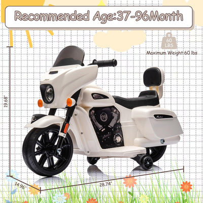 Garvee Ride - B Series: 6V Ride-On Motorcycle for Kids, Electric Dirt Bike with USB, Music, Headlight - White
