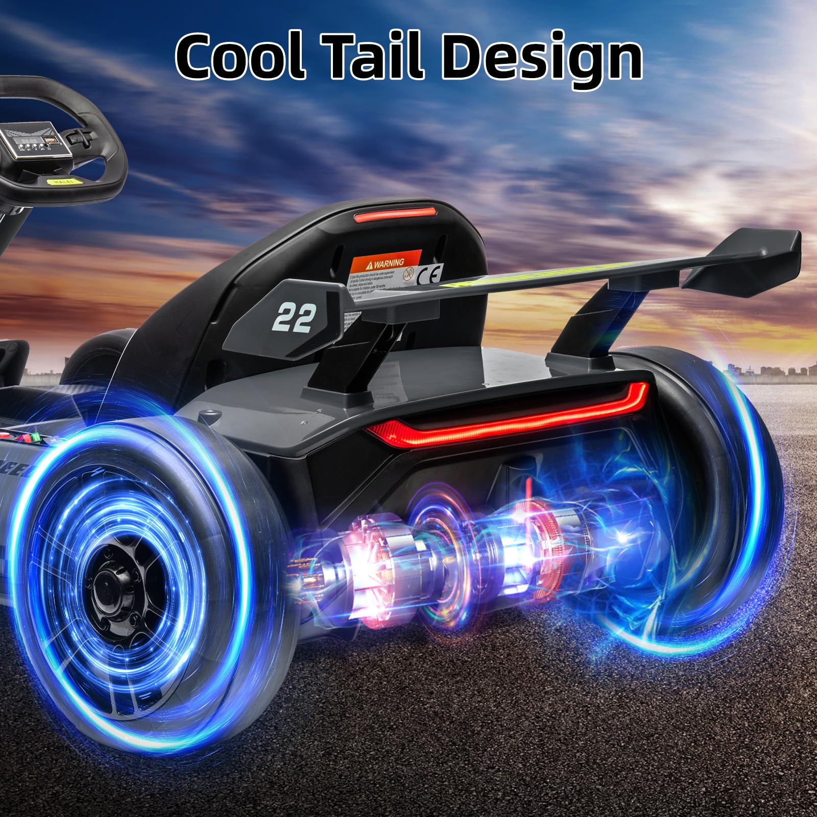 Garvee Ride - G Series: 24V Electric Go Kart, with 300W Strong Motor, Drift/Sport Mode, Big Battery, Eva Tire,Length Adjustment for Outdoor Racing Toy-Grey