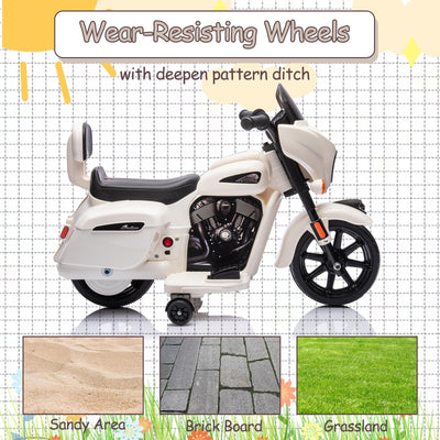 Garvee Ride - B Series: 6V Ride-On Motorcycle for Kids, Electric Dirt Bike with USB, Music, Headlight - White