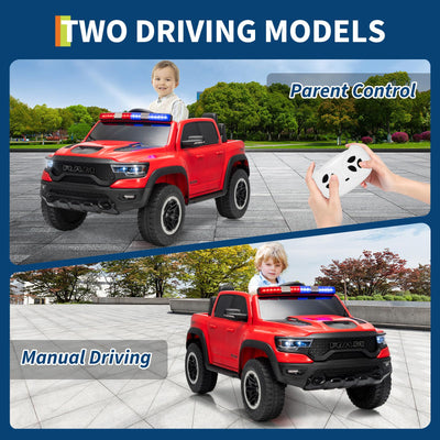 Garvee 12V Electric Ride On Truck for Kids Licensed RAM Pickup Truck Dual Motor Remote Control LED Lights Music Storage