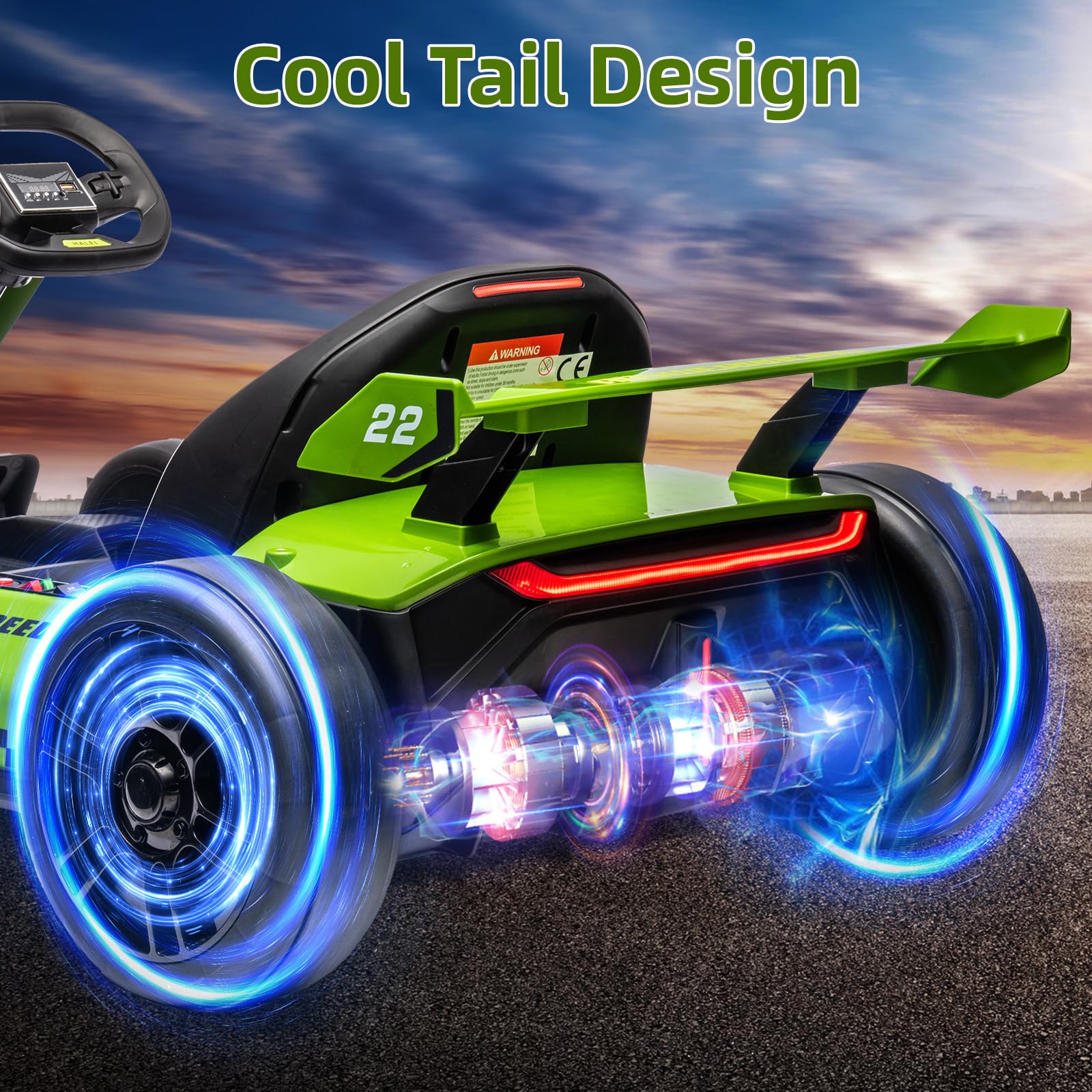 Garvee Ride - G Series: 24V Electric Go Kart, with 300W Strong Motor, Drift/Sport Mode, Big Battery, Eva Tire,Length Adjustment for Outdoor Racing Toy-Green