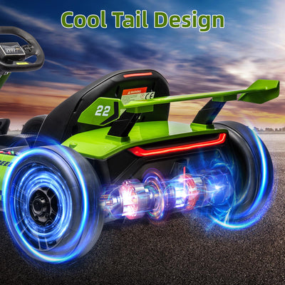 Garvee Ride - G Series: 24V Electric Go Kart, with 300W Strong Motor, Drift/Sport Mode, Big Battery, Eva Tire,Length Adjustment for Outdoor Racing Toy-Green