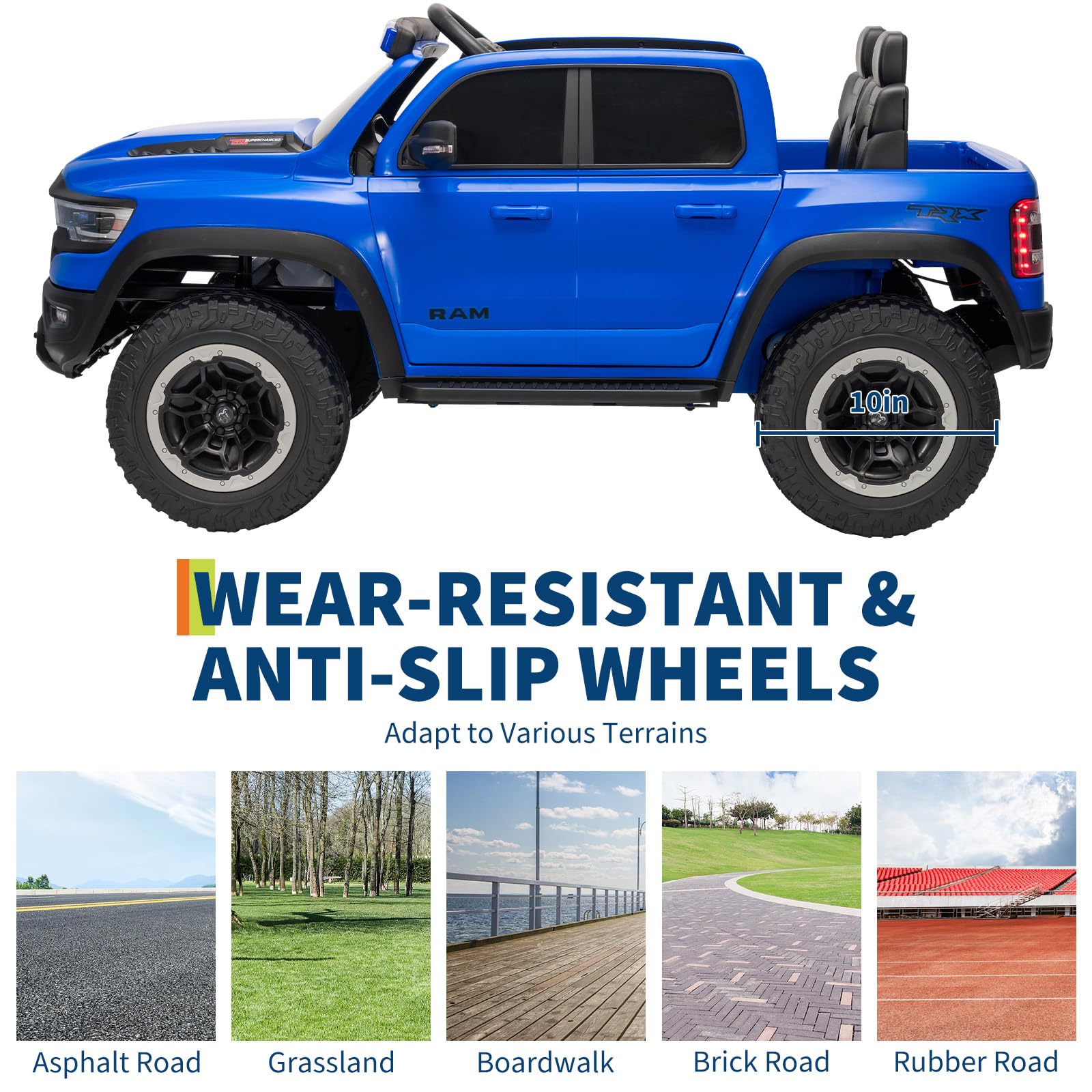 Garvee 12V Electric Ride On Truck for Kids Licensed RAM Pickup Truck Dual Motor Remote Control LED Lights Music Storage
