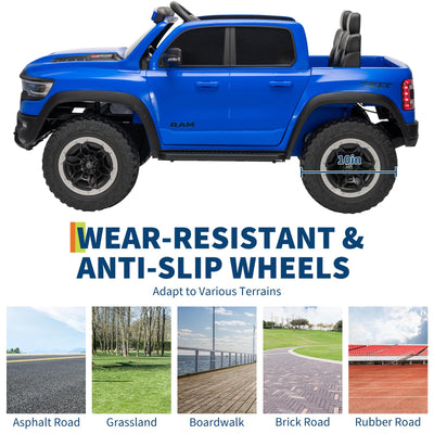 Garvee 12V Electric Ride On Truck for Kids Licensed RAM Pickup Truck Dual Motor Remote Control LED Lights Music Storage