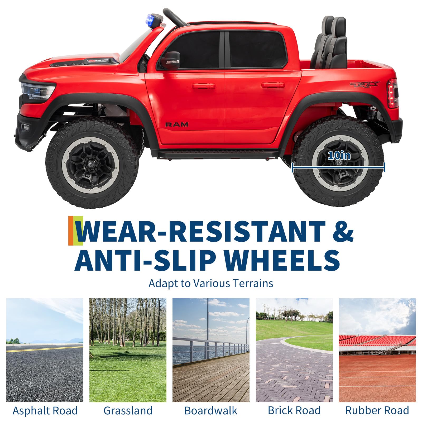 Garvee 12V Electric Ride On Truck for Kids Licensed RAM Pickup Truck Dual Motor Remote Control LED Lights Music Storage