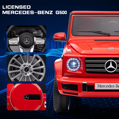 Garvee 12V Kids Ride On Car, Licensed Mercedes-Benz G500 Electric Vehicles w/Parent Remote Control, 4xSpring Suspension, 3 Speeds, Rocking, LED Lights, Battery Powered Ride on Toy for Boys Girls, Red