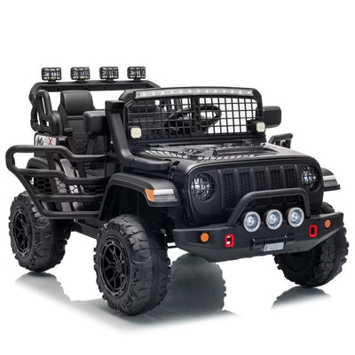 Garvee 24V Ride on Toys for Big Kids, 2-Seater Electric Ride on Car Truck with Remote Control, Four-Wheel Shock Absorbers, 4 Mph Max Speed, Music, LED Lights for Boys Girls, Black
