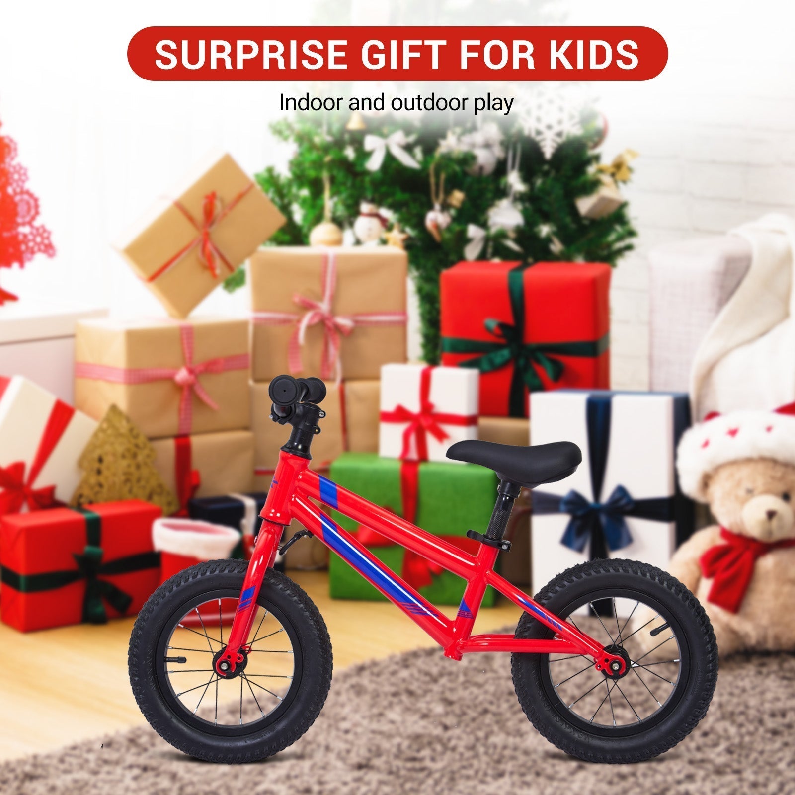 Garvee Balance Bike Lightweight Toddler Bike for 2-6 Year Old Boys and Girls - No Pedal, Adjustable Handlebar and Seat, Aluminium, EVA Tires - Red