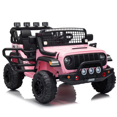 Garvee 24V Ride on Toys for Big Kids, 2-Seater Electric Ride on Car Truck with Remote Control, Four-Wheel Shock Absorbers, 4 Mph Max Speed, Music, LED Lights for Boys Girls, Pink