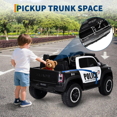 Garvee 12V Electric Ride On Truck for Kids Licensed RAM Pickup Truck Dual Motor Remote Control LED Lights Music Storage