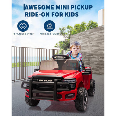 Garvee Kids Ride On Car RAM 12V Electric Truck with Remote Control, Spring Suspension, LED Lights, Music, Wide Seat, All-Terrain, for Toddlers Outdoor Play