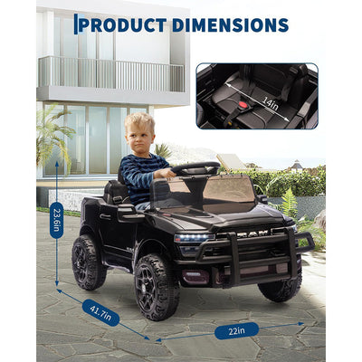 Garvee Electric Kids Ride On Truck RAM 12V with Remote Control, Spring Suspension, LED Lights, MP3 Player, Adjustable Seat, Indoor/Outdoor