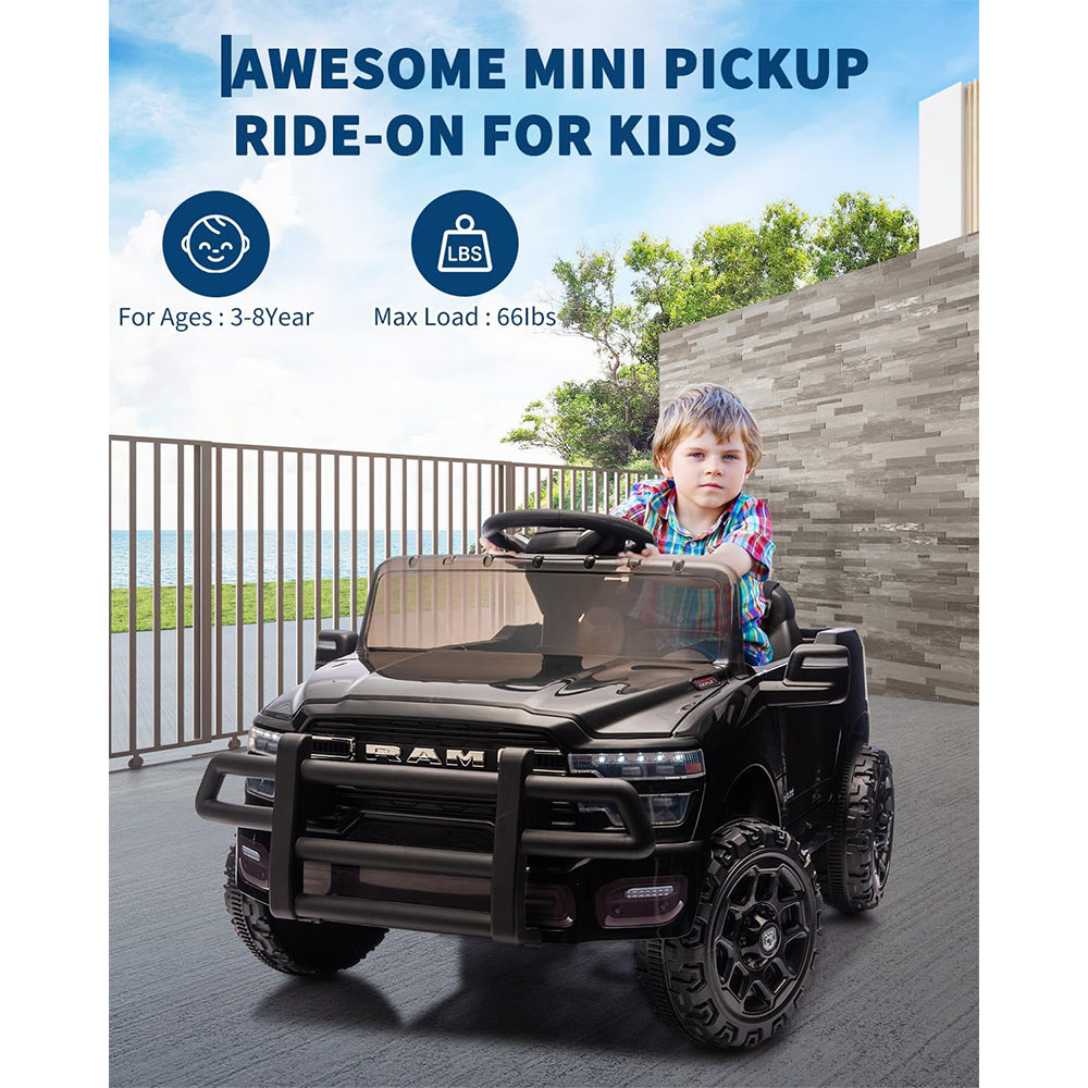 Garvee Electric Kids Ride On Truck RAM 12V with Remote Control, Spring Suspension, LED Lights, MP3 Player, Adjustable Seat, Indoor/Outdoor