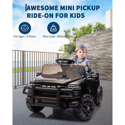 Garvee Electric Kids Ride On Truck RAM 12V with Remote Control, Spring Suspension, LED Lights, MP3 Player, Adjustable Seat, Indoor/Outdoor