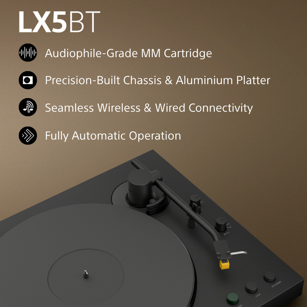 Sony PSLX5BT Fully Automatic Bluetooth Turntable with SRSULT30B ULT Field 3 Wireless Bluetooth Speakers Pair Hi-Fi Package