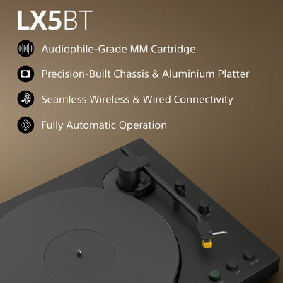 Sony PS-LX5BT Wireless Bluetooth Turntable with Bowers & Wilkins PX7 S3 Wireless Over-Ear Headphones