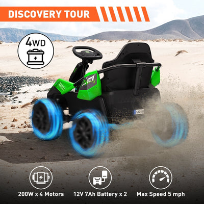 Garvee 24V Kids Electric Car with Parent Control, 200W 4x4 Ride On Toy for Big Kids, 4 Shock Absorbers, Metal Frame, 4 Wheeler ATV for Boys Girls Ages 3+, Green