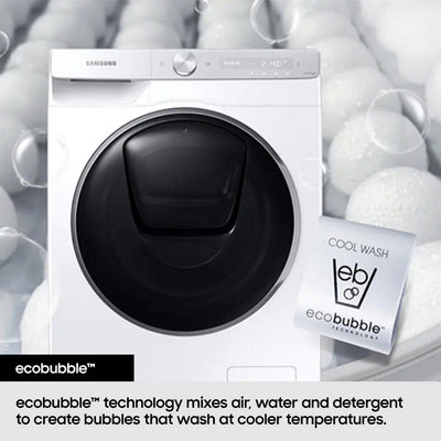 Samsung Series 5 WD90HG5U34BEEU Ecobubble AI Energy 9kg+6kg 1400 Spin Washer Dryer White
