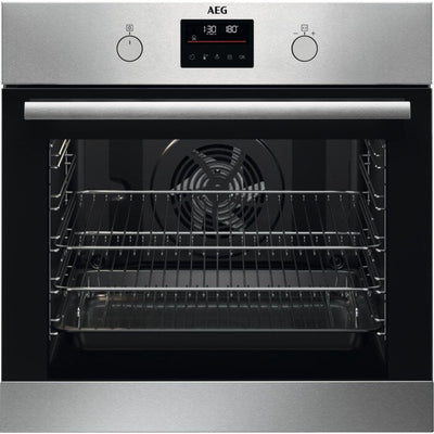 AEG 6000 Series BPS355061M Steam Bake Electric Single Built in Oven with Retractable Dials in Stainless Steel