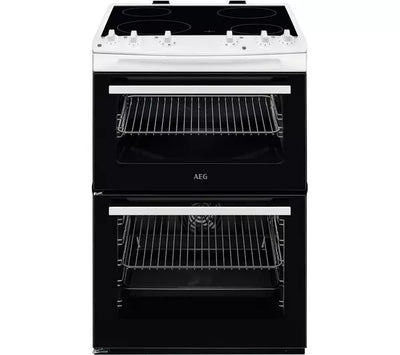 AEG CCX6501ACW Freestanding Electric Cooker Double Oven with Ceramic Hob White