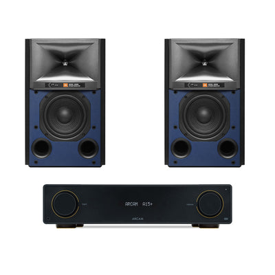 Arcam A15+ Integrated Amplifier Black with JBL 4309 Studio Monitor Bookshelf Speakers Pair - Black