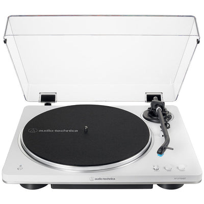 Audio Technica AT-LP70XBT Fully Automatic Bluetooth Wireless Turntable White with Kanto ORA 100W Powered Reference Speakers Pink HiFi Package