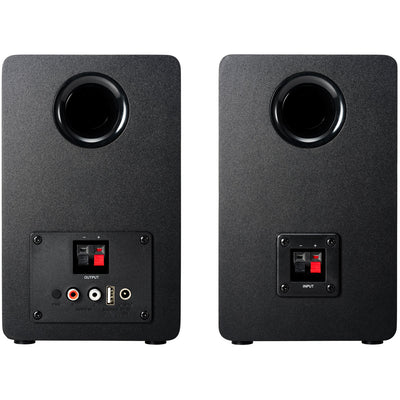 Audio Technica AT-SP3X Powered Bluetooth Bookshelf Speakers with AT-ST3 Stands Pair - Black