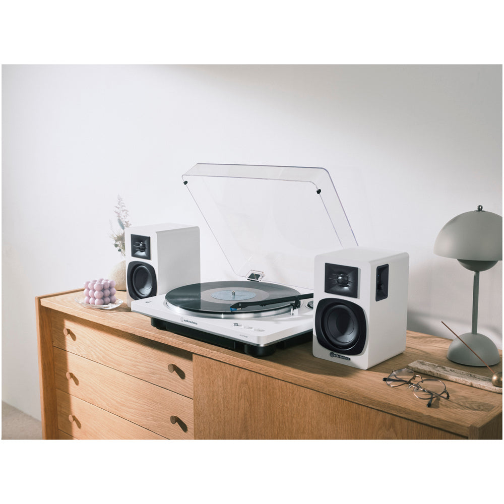 Audio Technica AT-SP3X Powered Bookshelf Speakers with Bluetooth White