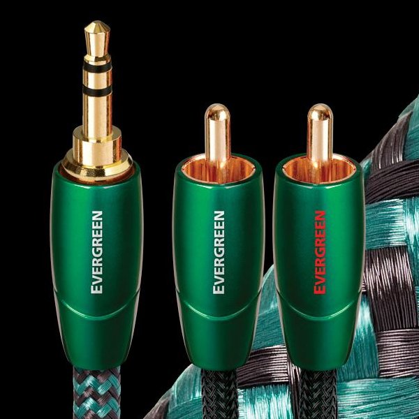 AudioQuest Evergreen 1M Male 3.5mm to RCA Analog Audio Interconnect Cable